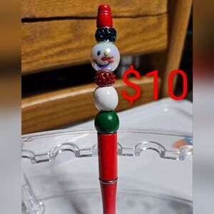 Festive Red and Green And White Ombre Pen Color Snowman Pen